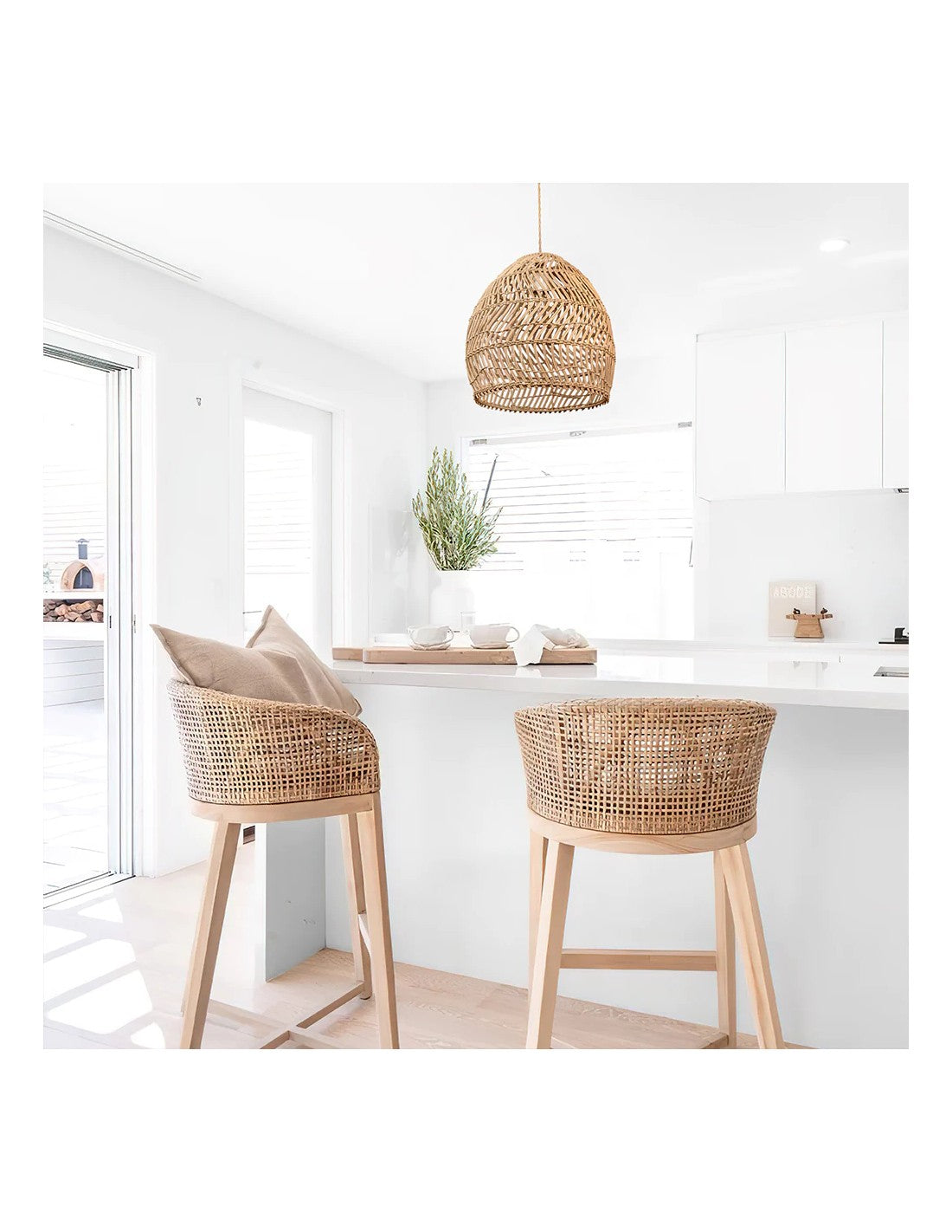 Boho Style Bulb Rattan Pendant Lamp