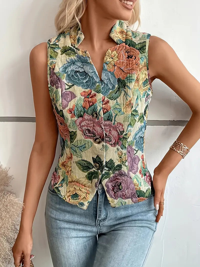 Geneve - Bloemenprint Gilet