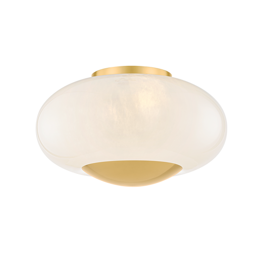 Mavi Glazen Plafondlamp met Gouden Details