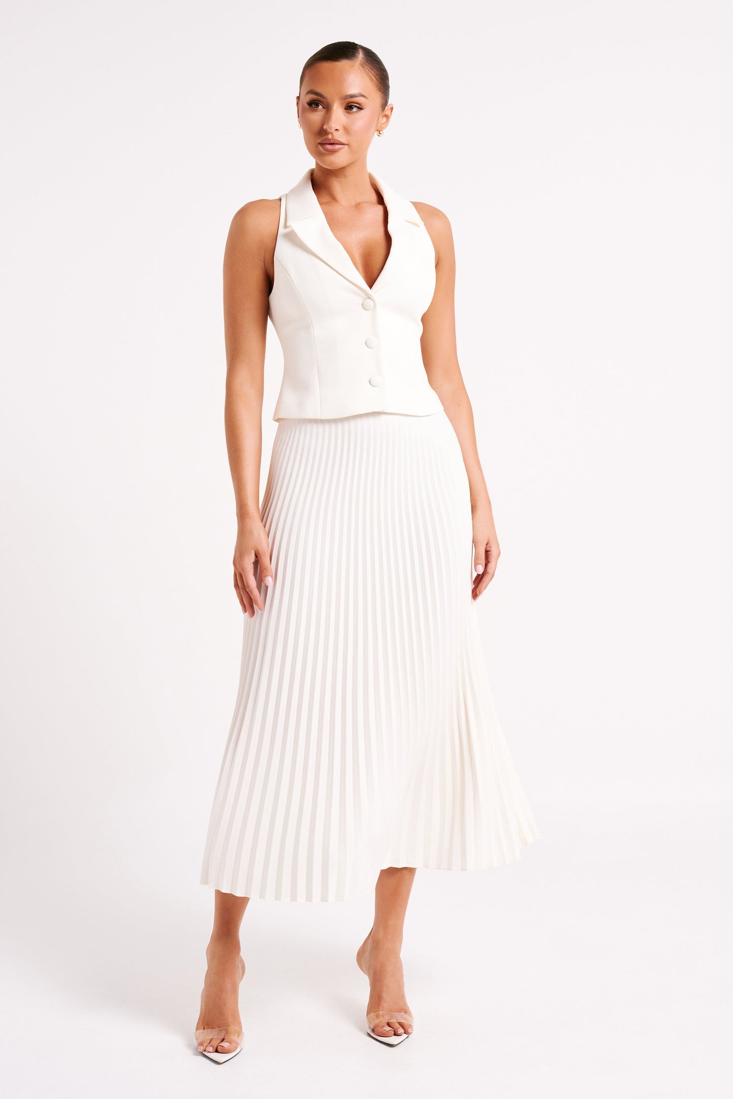 Maze™ - Gilet and Pleated Maxi Skirt