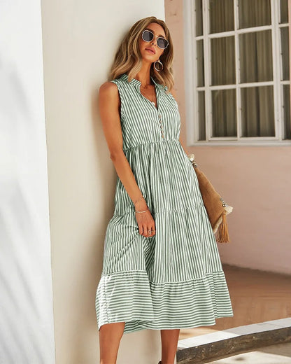 Florence |  Gestreepte Elegante Zomerjurk