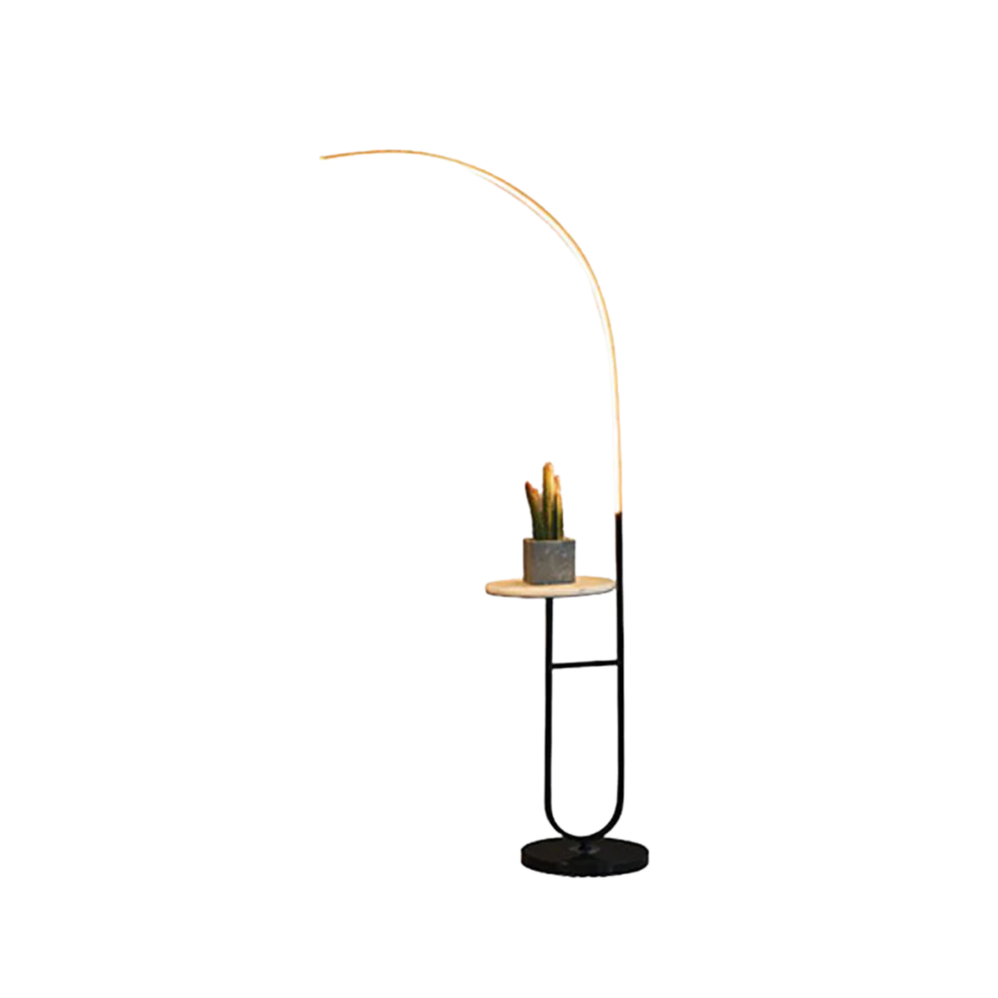 Fucntionele Nachtkastje met Vloerlamp - Zwart Marmer