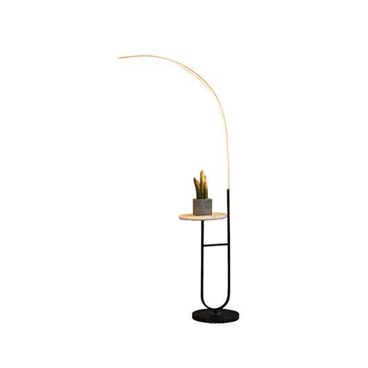 Fucntionele Nachtkastje met Vloerlamp - Zwart Marmer