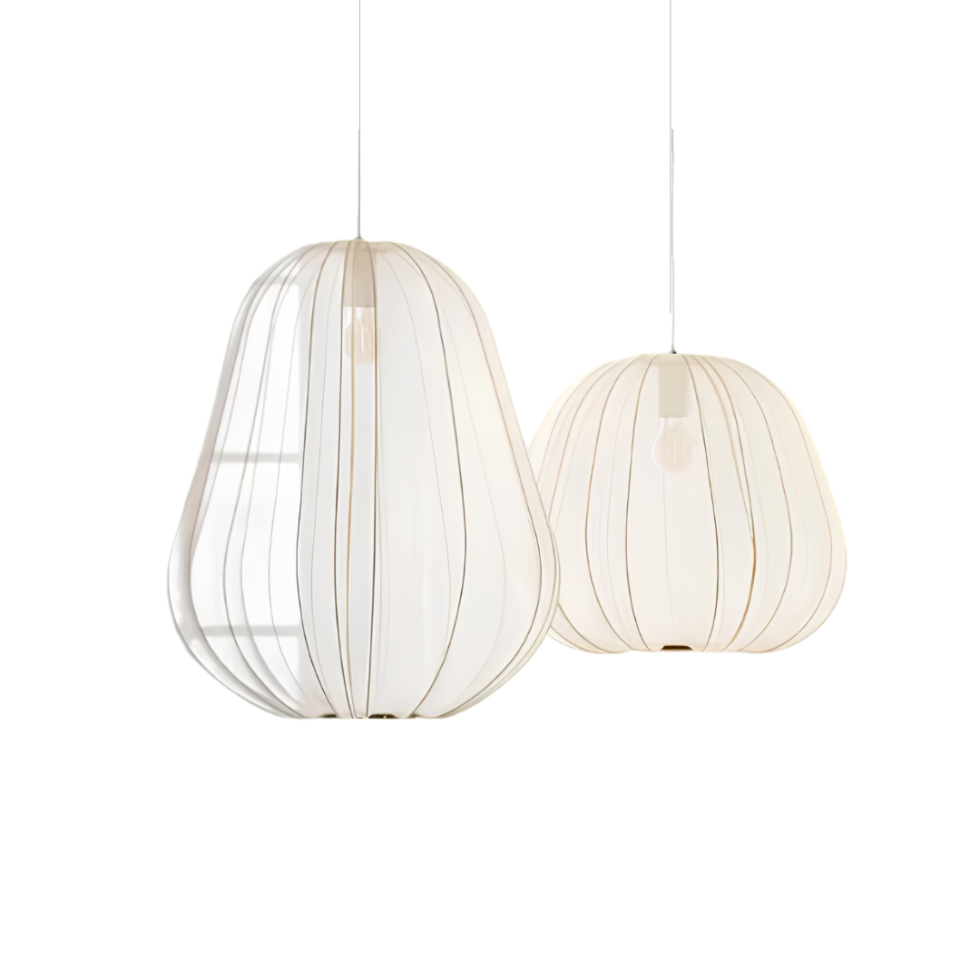 Moderne Japanse hanglamp in witte stof