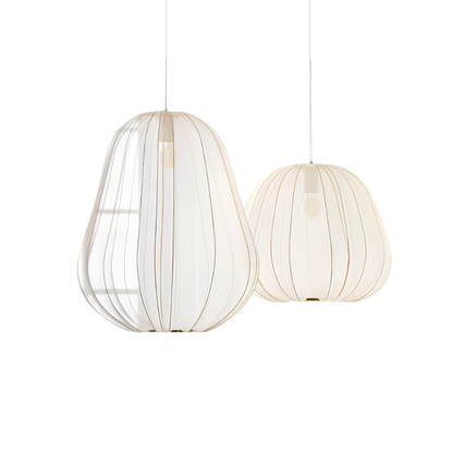 Moderne Japanse hanglamp in witte stof