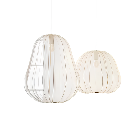 Moderne Japanse hanglamp in witte stof