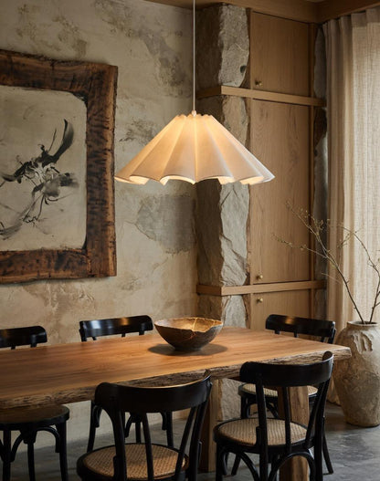 Linnen Bloemblad Hanglamp – Geplisseerd