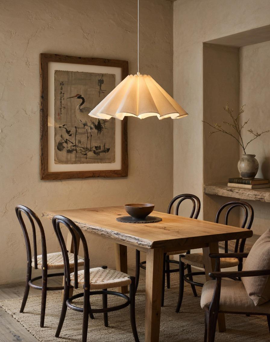 Linnen Bloemblad Hanglamp – Geplisseerd