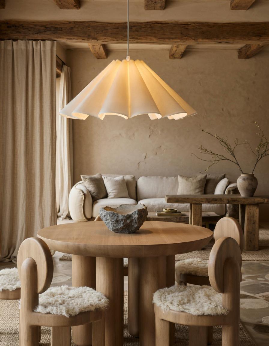 Linnen Bloemblad Hanglamp – Geplisseerd