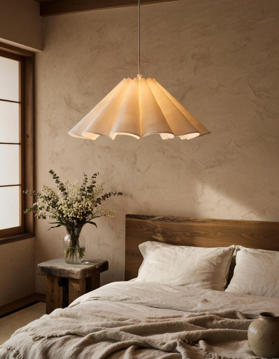Linnen Bloemblad Hanglamp – Geplisseerd