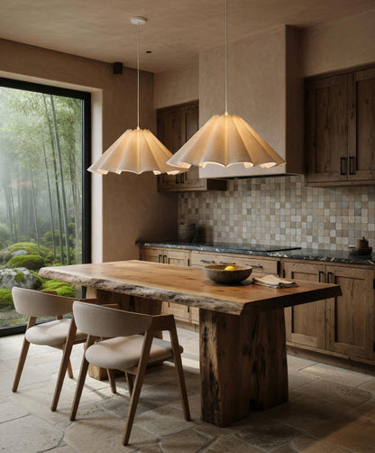 Linnen Bloemblad Hanglamp – Geplisseerd