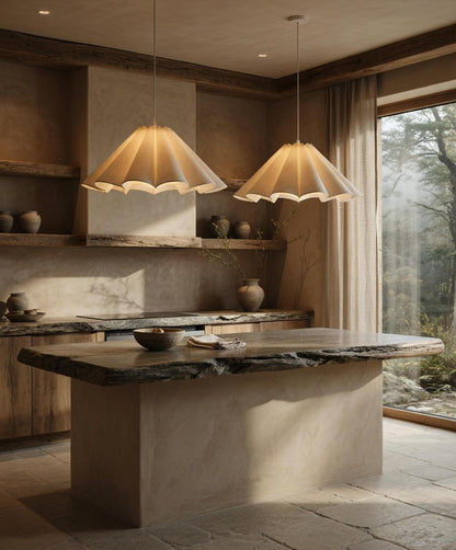 Linnen Bloemblad Hanglamp – Geplisseerd