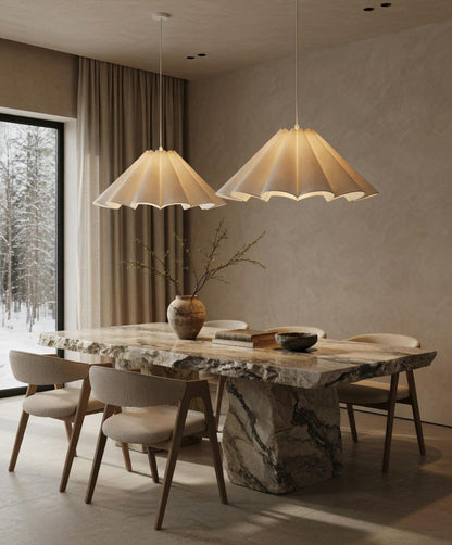 Linnen Bloemblad Hanglamp – Geplisseerd