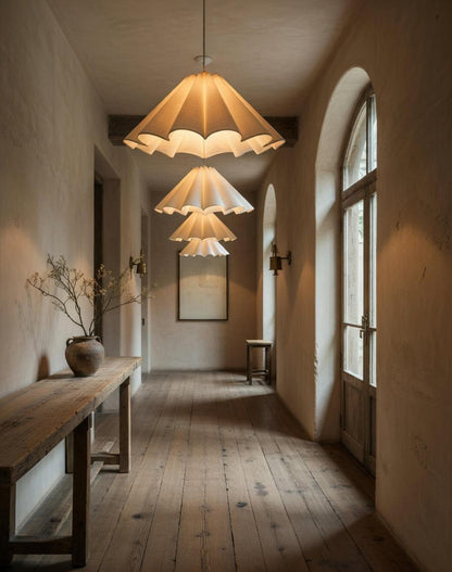 Linnen Bloemblad Hanglamp – Geplisseerd