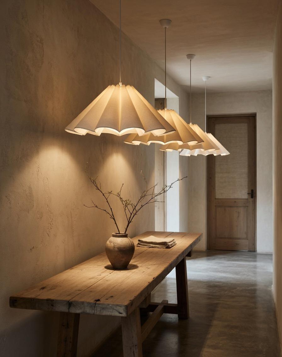 Linnen Bloemblad Hanglamp – Geplisseerd