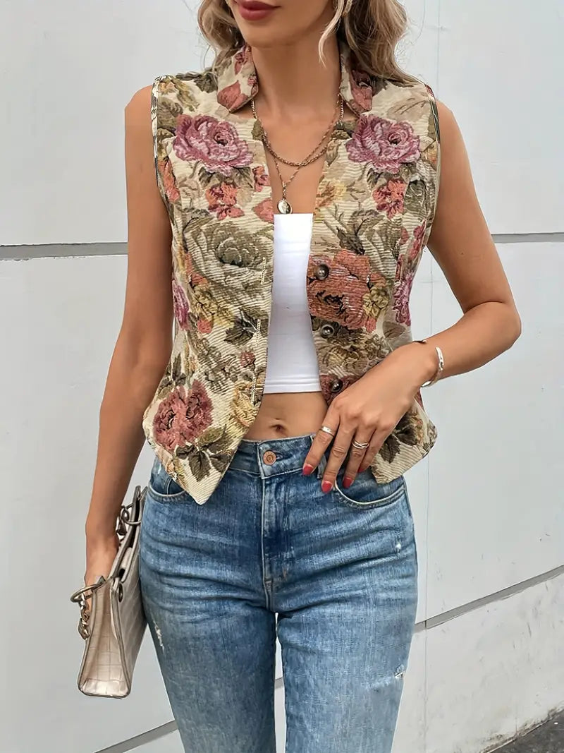 Geneve - Bloemenprint Gilet