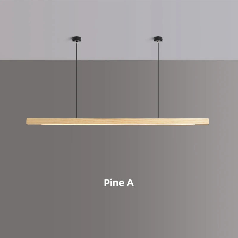 Houten hanglamp eettafel, langwerpig