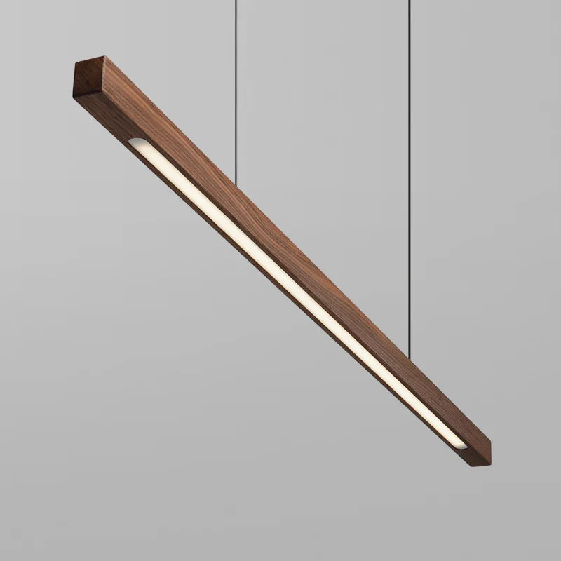 Houten hanglamp eettafel, langwerpig