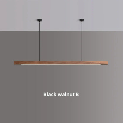 Houten hanglamp eettafel, langwerpig