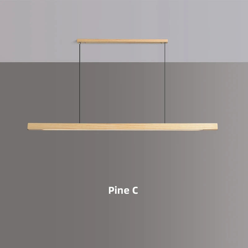 Houten hanglamp eettafel, langwerpig