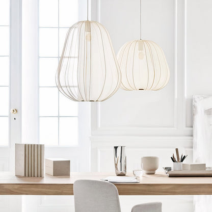 Moderne Japanse hanglamp in witte stof