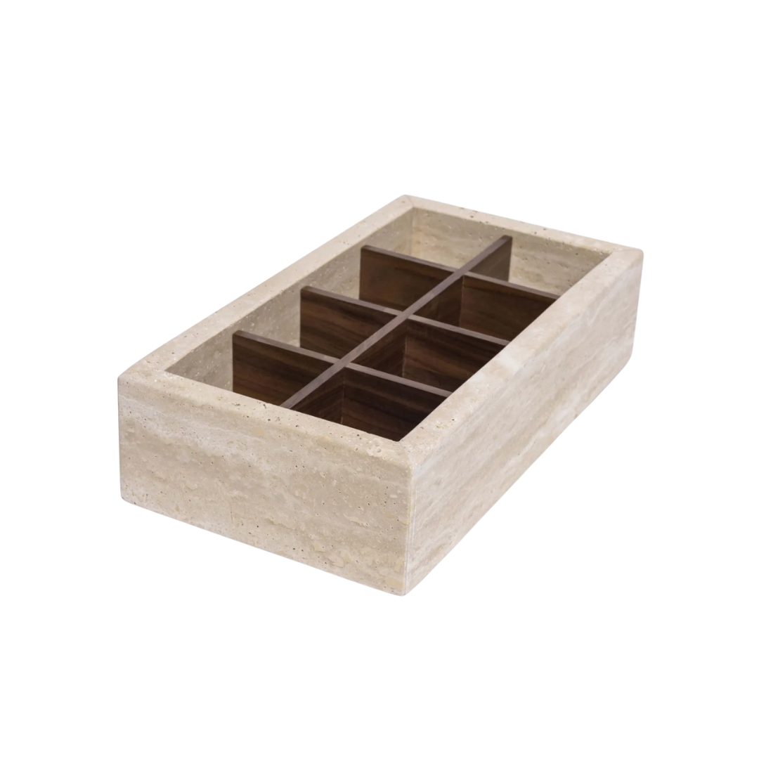 Travertine organizer box 32.5x17.5x8cm