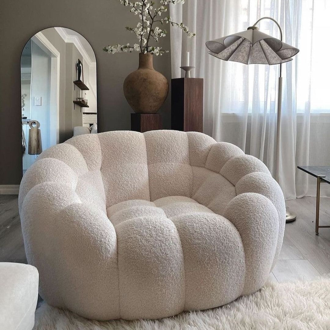 Fleece Witte Grote Pompoen Loveseat Sofa Stoel